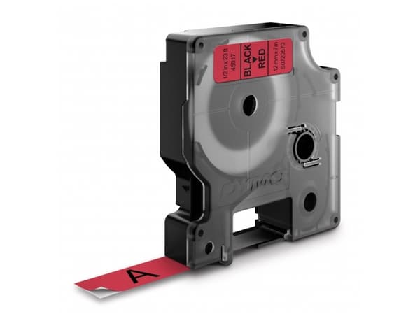 Labeltape DYMO® D1 sort på rød 12mm x 7m