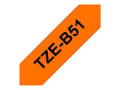 Miniatyrbilde 5 av 5: Brother TZe-B51 - Standardklebemiddel - svart på fluorescerende oransje - Rull (2,4 cm x 5 m) 1 kassett(er) laminert teip - for Brother PT-D600; P-To