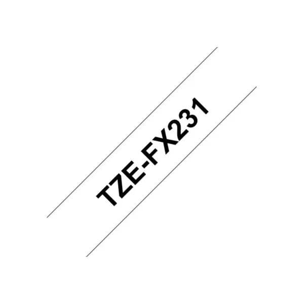 Brother TZe-FX231 - sort på hvid 12mm x 8m - fleksibelt