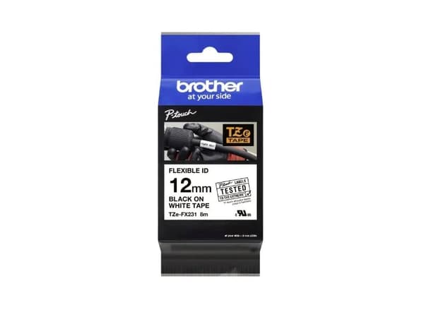 Brother TZe-FX231 - sort på hvid 12mm x 8m - fleksibelt