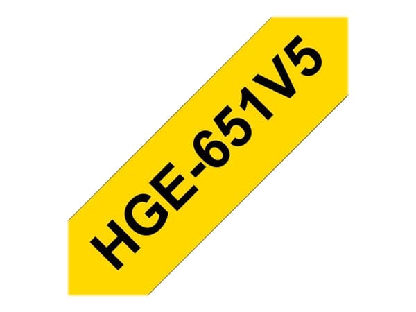 Brother HGE-651V5 - Svart på gult - Rull (2,4 cm x 8 m) 5 kassett(er) laminert teip - for P-Touch PT-9500pc, PT-9700PC, PT-9800PCN; P-Touch R RL-700S