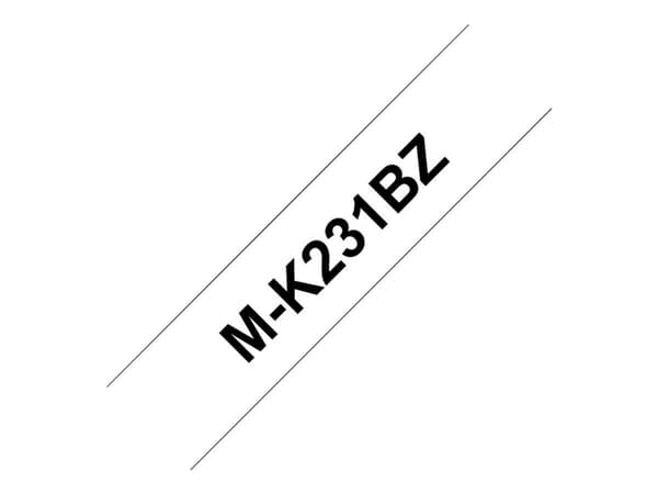 Brother M-K231BZ - Svart på hvitt - Rull (1,2 cm x 8 m) 1 kassett(er) merketape - for P-Touch PT-55, PT-65, PT-75, PT-80, PT-85, PT-90, PT-BB4, PT-M9