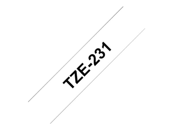 Brother TZe-231 Tape - Svart på Vit 12 mm. - 8 meter