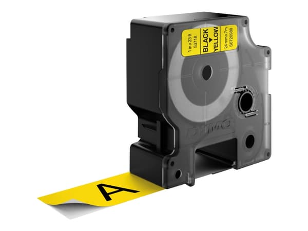 Labeltape DYMO® D1 sort på gul 24mm x 7m