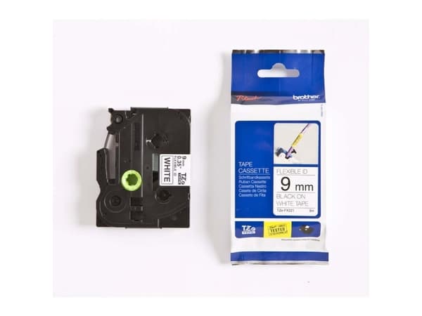 Brother TZFX221 - Svart på hvitt - Rull (0,9 cm x 8 m) fleksibelt bånd - for P-Touch PT-E310, E550, P900; P-Touch Cube Plus PT-P710; P-Touch Pro PT-H