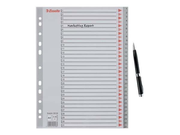 Esselte index A4 1-31 plast grå (set)
