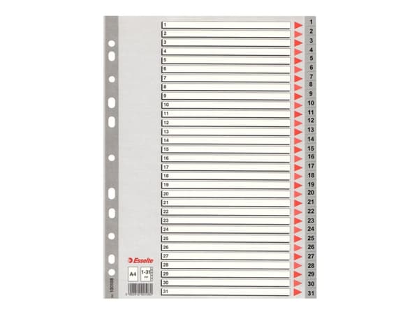 Esselte index A4 1-31 plast grå (set)