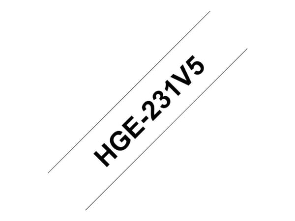 Brother HGE-231V5 - Svart på vitt - Rulle (1,2 cm x 8 m) 5 kassett(er) bandlaminat - för P-Touch PT-9500pc, PT-9700PC, PT-9800PCN; P-Touch R RL-700S