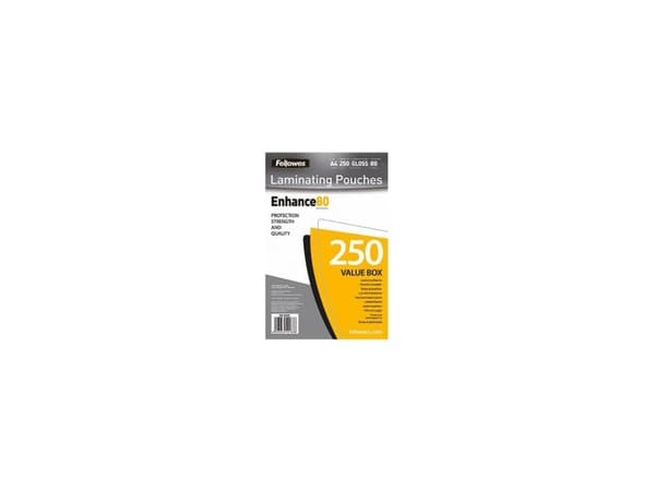 Fellowes Laminating Pouches - 80 mikrometer - 250-pack - glättat - 216 x 303 mm lamineringsfickor