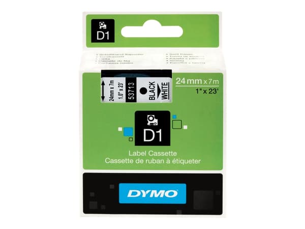 DYMO D1 - vakiopolyesteritarrat - Mustaa valkoisella -24mm x 7m, Musta valkoisella, Polyesteri, Belgia, -18 - 90 °C, DYMO, LabelManager, LabelWriter