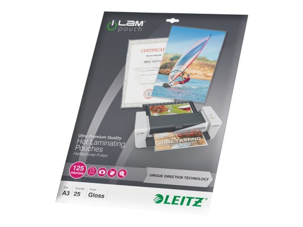 Lamineringslomme Leitz A3 UDT 125 micron klar - (25 stk.)