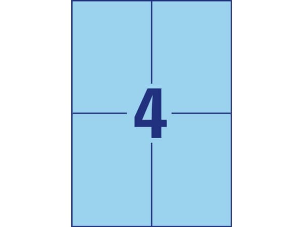 Avery - Blå - A6 (105 x 148 mm) 400 etikett(er) (100 ark x 4) filmappeetiketter