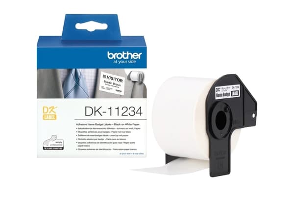 Brother DK11234 - Papir - selv-adhesiv - svart på hvitt - 60 x 86 mm 260 etikett(er) (1 rull(er) x 260) stanseskårne etiketter - for Brother QL-1100,