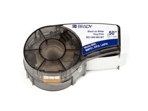 Brady B-595 - Vinyl - matt - svart på hvitt - Rull (1,27 cm x 6,4 m) 1 rull(er) merkelapper - for Brady BMP21, BMP21-LAB, BMP21-PLUS; ID PAL; LABPAL