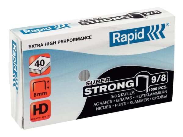 Rapid 9/8, Niittipakkaus, 5000 niitit, 9/8, Ruostumaton teräs, 40 arkkia