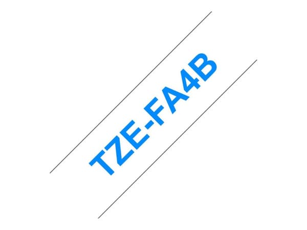 Brother TZe-FA4B - Hvitt på blått - Rull (1,8 cm x 3 m) 1 kassett(er) påstrykingsbånd - for P-Touch PT-3600, D400, D450, D600, E300, E550, H101, H300