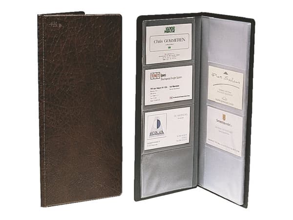 Esselte visitkortsalbum, plastfodral, svart med läderprägling, 64 visitkortsfodral för 128 visitkort (56837)
