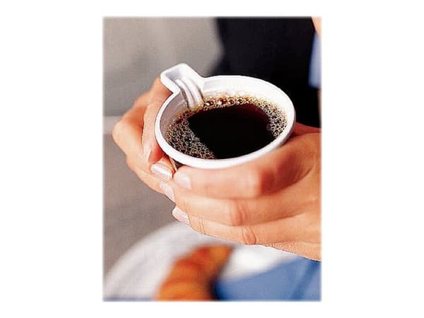 Plastmugg duni med handtag, vit 21 cl, påse med 50 stycken.