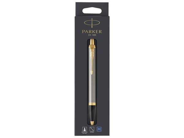 Parker IM Brushed Metal, Fastklämbar, indragbar kulspetspenna, Blå, 1 styck, Medium