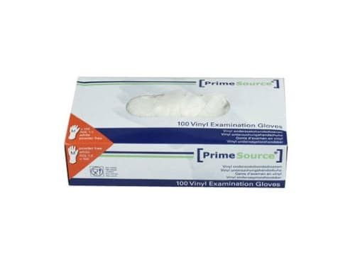 Kertakäyttökäsine Prime Source koko M ilman pulveria Vinyl AQL 1.5 Valkoinen,10 kpl x 100 kpl/krt