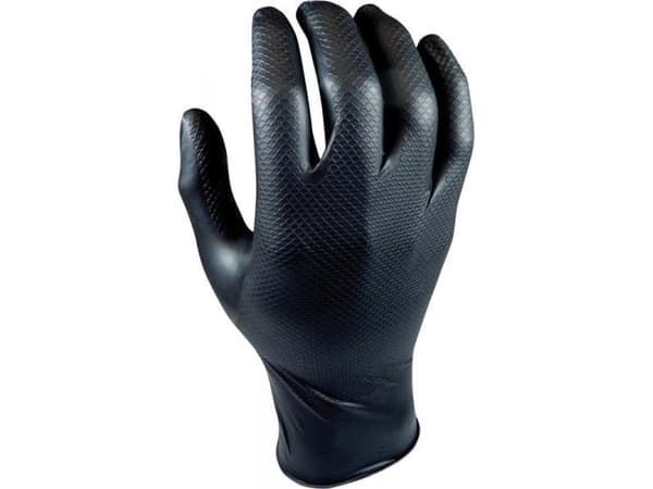 Engangshandske Grippaz 246BK str. M Nitril uden velourisering 0,15 mm Sort - (50 stk.)