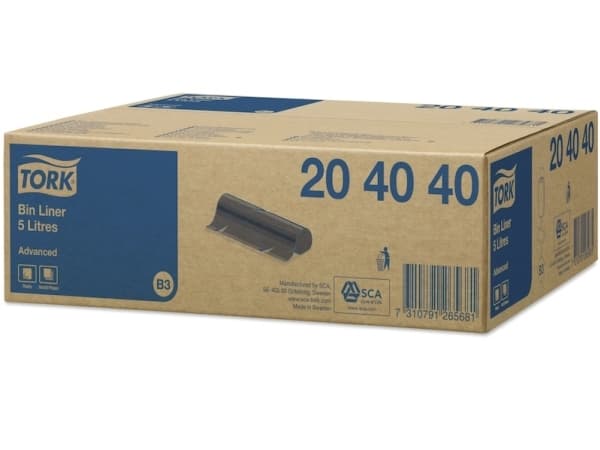 Tork 204040, 5 l, Svart, Lineær lavdensitetspolyetylen (LLDPE), 50 stykker, 180 mm, 60 mm