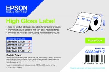 Epson - Korkeakiiltoinen - pysyvä akryyliliima - 102 x 51 mm 2310 tarraa (1 rulla (1 rulla) x 2310) leikattu etiketti - ColorWorks C7500, C7500G, CW-