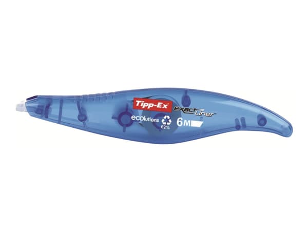 Tipp-Ex Exact Liner ecolutions - Retterulle - 5 mm x 6 m - polyester - transparent blå boks (en pakke 10)