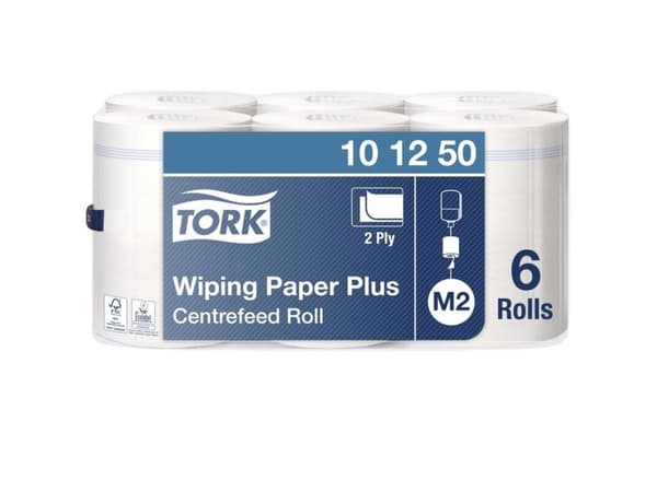 Aftørringspapir Tork M2 Plus Centerfeed 2-lag hvid - (6 ruller pr. karton)