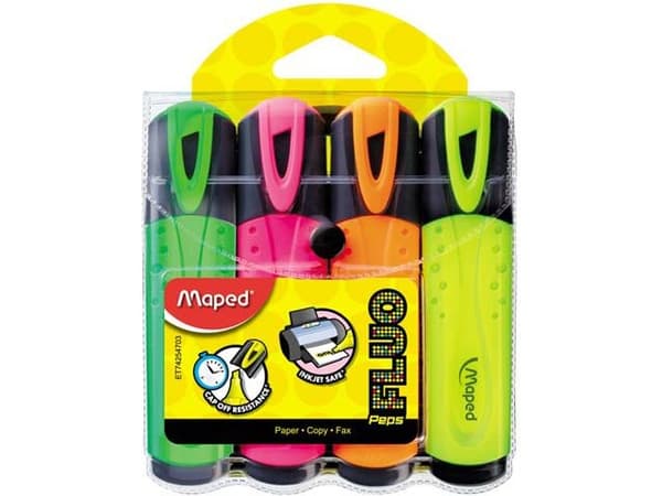 Maped Fluo''Peps, 4 kpl, Valikoidut värit, Taltan pää, 5 mm, Kupla