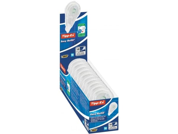 TIPP-EX ECOlutions, Uttrekbar mekanisme, Gjennomsiktig, Hvit, 10 stykker, TIPP-EX