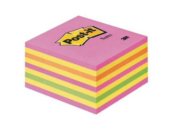 Post-it Kubusblok 76x76mm neonfarver 2028NP m/450 blade