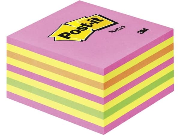 Post-it Kubusblok 76x76mm neonfarver 2028NP m/450 blade