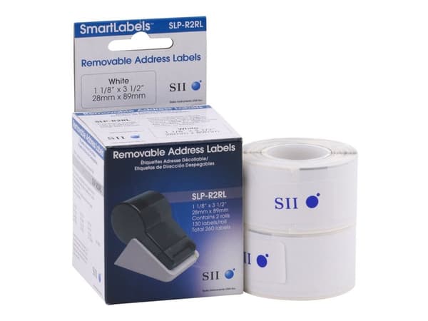 Seiko Instruments SLP-R2RL - Självhäftande - vit - 28 x 89 mm 260 etikett (er) (2 rulle/rullar x 130) adresslappar - för Smart Label Printer 100, 120