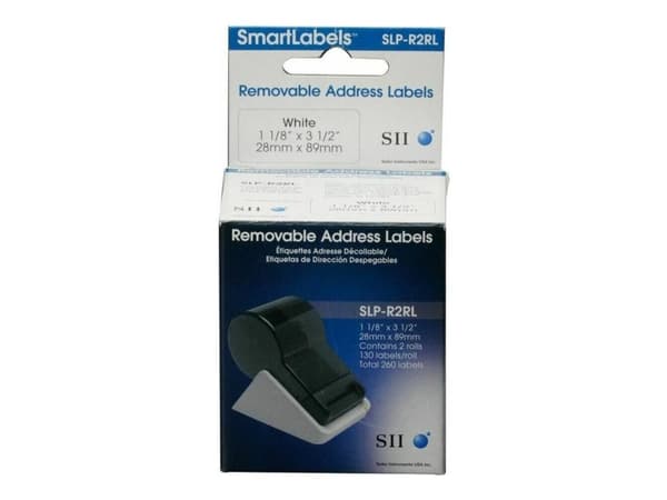 Seiko Instruments SLP-R2RL - Självhäftande - vit - 28 x 89 mm 260 etikett (er) (2 rulle/rullar x 130) adresslappar - för Smart Label Printer 100, 120