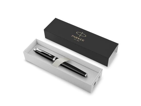 Parker IM, Stiftpenna, Svart, Krom, Svart, mässing, Guld, Lack, Fin