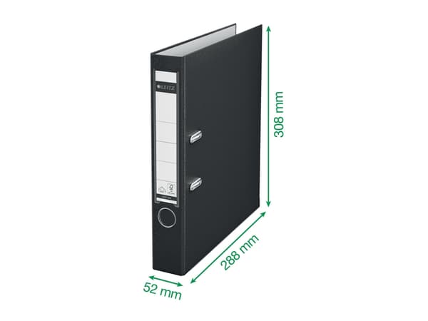Leitz 180° Plastic Lever Arch File, A4, Musta, 350 arkkia, 5,2 cm, 55 mm, 320 mm