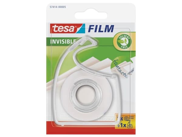 tesa film + hånddispenser i sett, film matt-usynlig 19 mm x 33 m, selvklebende film laget av PP-film, kan skrives på (57414-00005-02)