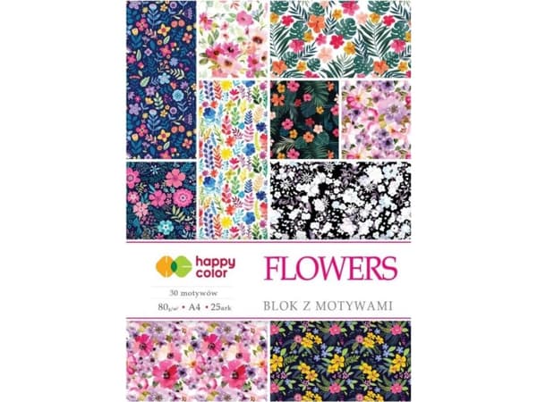 Happy Color Blok z motywami Flowers A4/15K 80g HAPPY COLOR