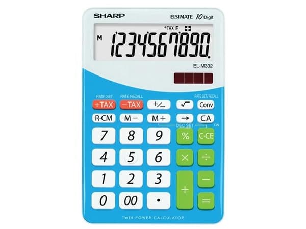 Sharp EL-332B-BL bordregnemaskine blå m/10 cifre Blå