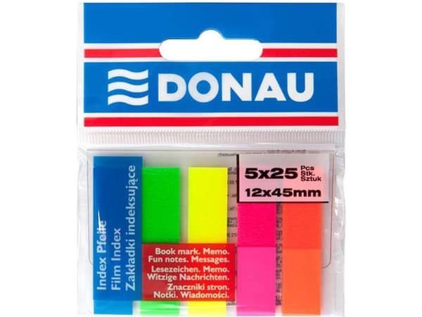 Donau BOOKMARKS 45X12/25 5-COLOR NEON TRANSPARENT - purchases for companies - 7577001PL-99