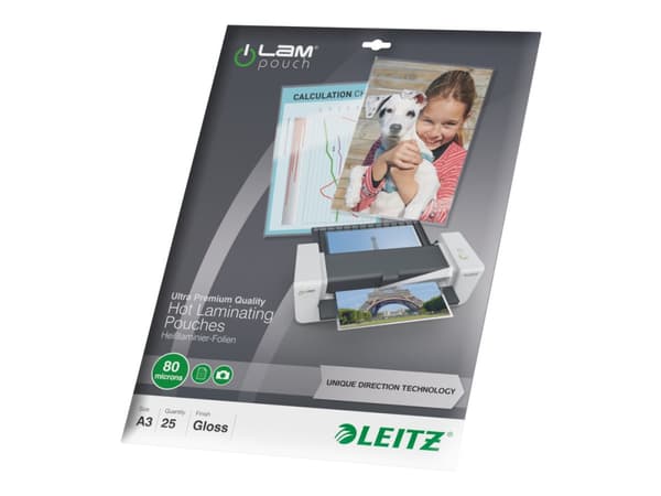 Leitz - Glanset, krystallklar - A3 (297 x 420 mm) lamineringspunger
