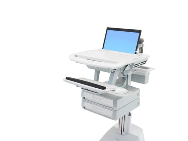 Ergotron StyleView, Multimediakärry, Alumiini, Harmaa, Valkoinen, Alumiini, Muovi, Sinkittyä terästä, Kannettava tietokone, 10 kg, 43,9 cm (17.3")