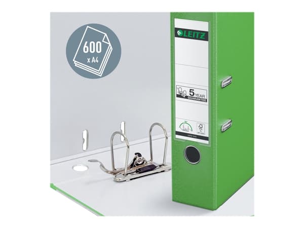 Leitz 180° - Spakbågesfil - ryggbredd: 80 mm - för A4 (210 x 297 mm) - kapacitet: 600 ark - ljusgrön