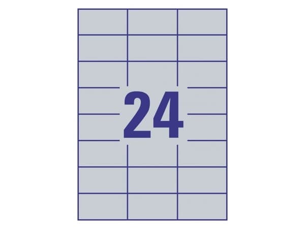 Avery L6133-20, Silver, Självhäftande skrivaretikett, A4, Polyester, laser, Permanent