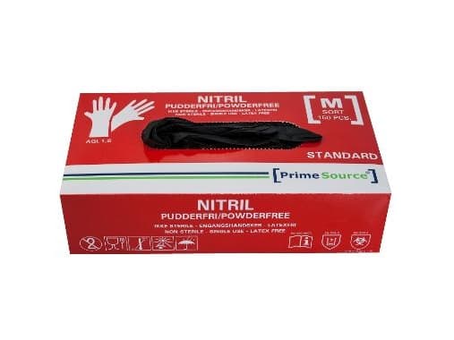 Engångshandske Prime Source STANDARD storlek M utan pulver Nitril AQL 1.5 Svart,10 st x 150 st/krt