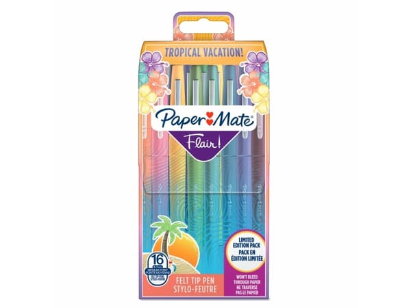 Papermate Flair, Medium, 16 färger, Multifärg, Rundad spets, 1 mm, Multifärg