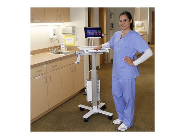 Ergotron StyleView Tablet Cart, SV10 - Vogn - for nettbrett/tastatur - medisinsk - metall - hvit, aluminium - skjermstørrelse: inntiil 12" - TAA-sams