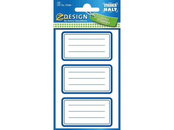 Avery 59286, Hvit, Avrundet rektangel, Permanent, Blått på hvitt, Papir, 7,6 cm