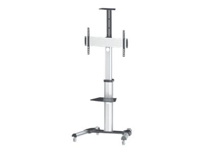 Manhattan TV & Monitor Mount, Trolley Stand, 1 screen, Screen Sizes: 37-65", Silver, VESA 200x200 to 600x400mm, Max 50kg, LFD, Lifetime Warranty - Vo Sort, Sølv